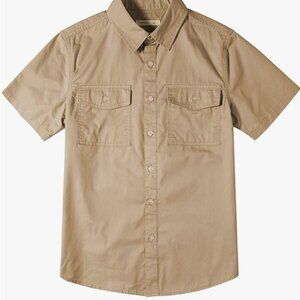 Boys Button-Down Short Sleeve Shirt | Khaki Size 14